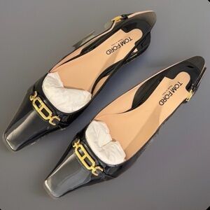 💰⬇️ TOM FORD 
Black Patent Leather Slingback Flats 
Women’s US 8